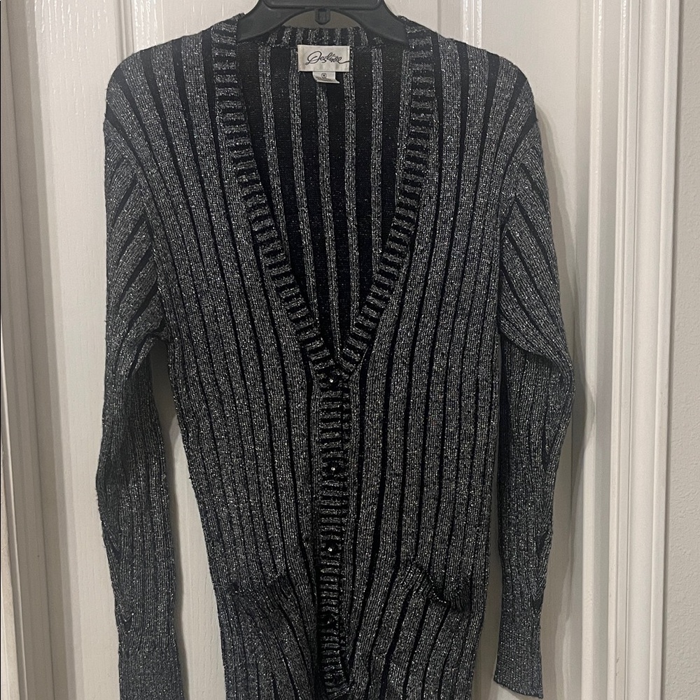 Destinee Black and Silver Striped Cardigan